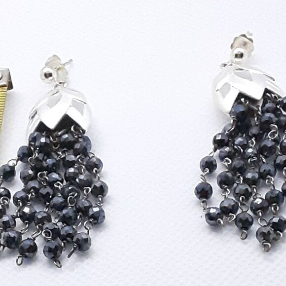 Elegant Designer Rebecca Hook sterling silver and hematite drop earrings - Picture 8 of 12